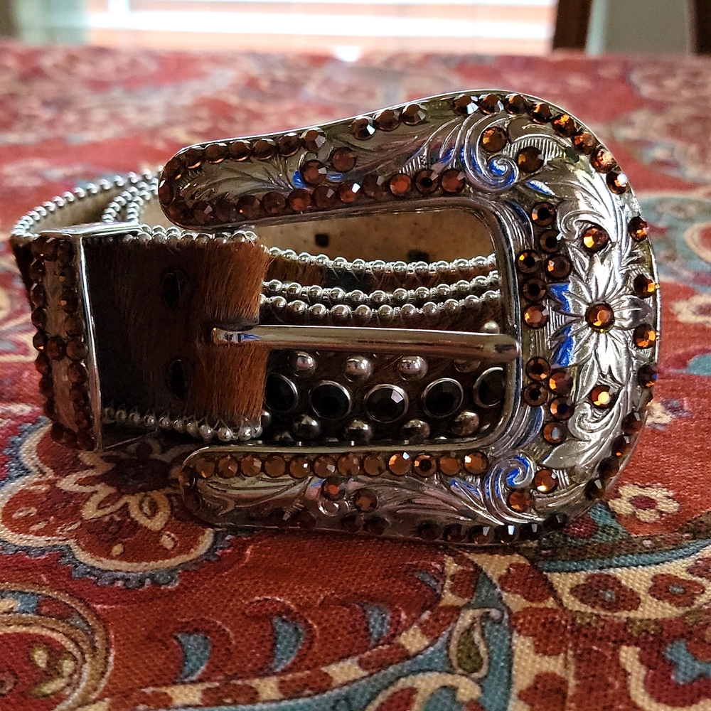BB Simon brown and black genuine leather belt Large